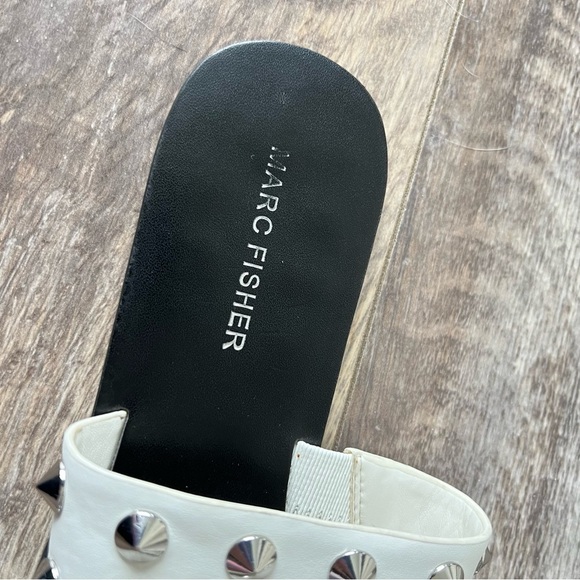 Marc Fisher Mfbolive White Studded Two Strap Slide Sandals - Picture 5 of 5